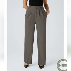 HALARA High-Waist Wide-Leg Trousers in Olive
